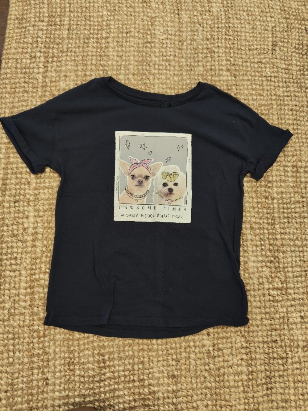Marks & Spencer Black Kids Tee with Cute Puppy Print